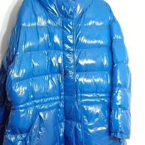 GAP Shiny Bright Blue Hooded Puffer Coat